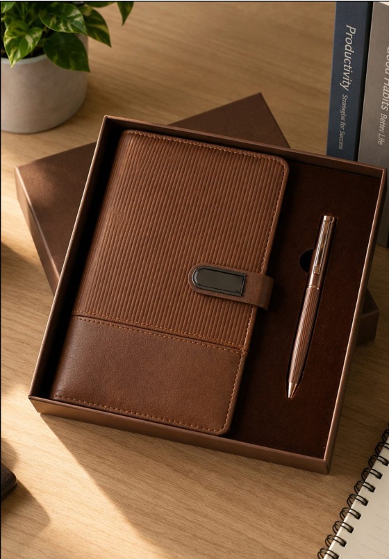 V-32 Tuscan Chestnut Wireless Power Bank Diary Organizer